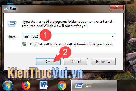 Nhập lệnh msinfo32
