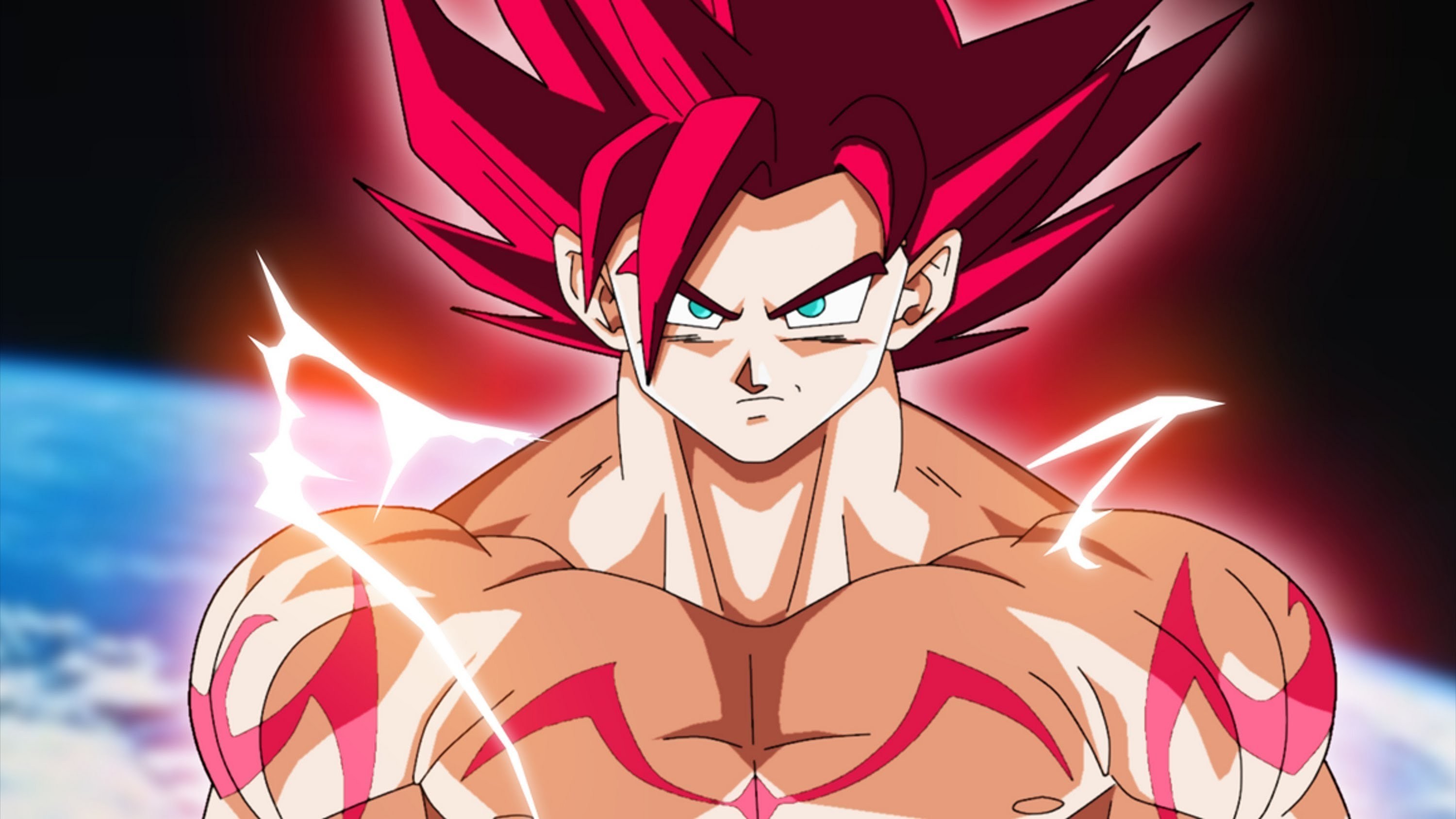 Ảnh Son Goku tóc đỏ với hình xăm