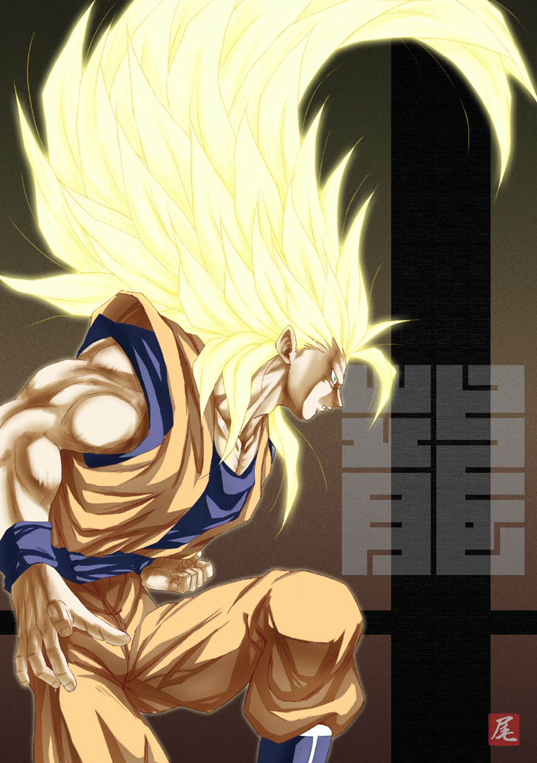 Ảnh Son Goku tóc vàng dài cực đẹp trong trạng thái Saiyan