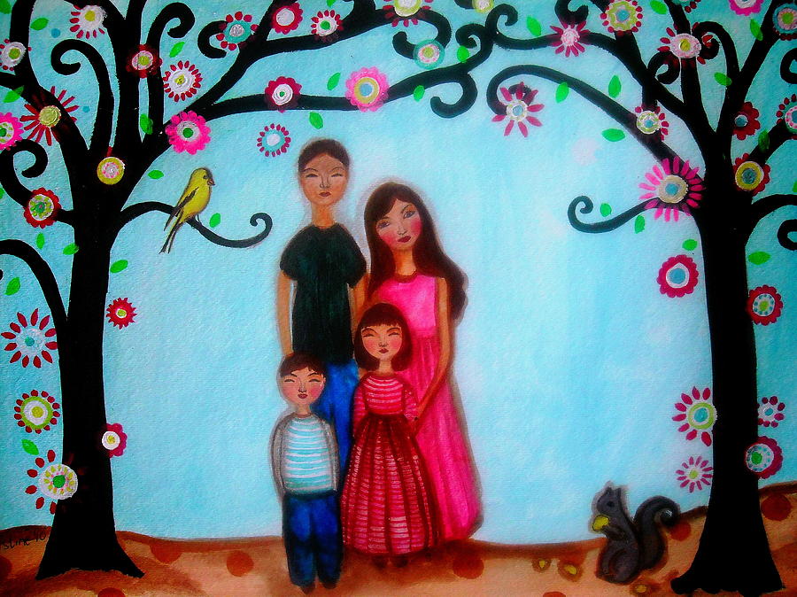 Bức vẽ về gia đình - gia đình hạnh phúc