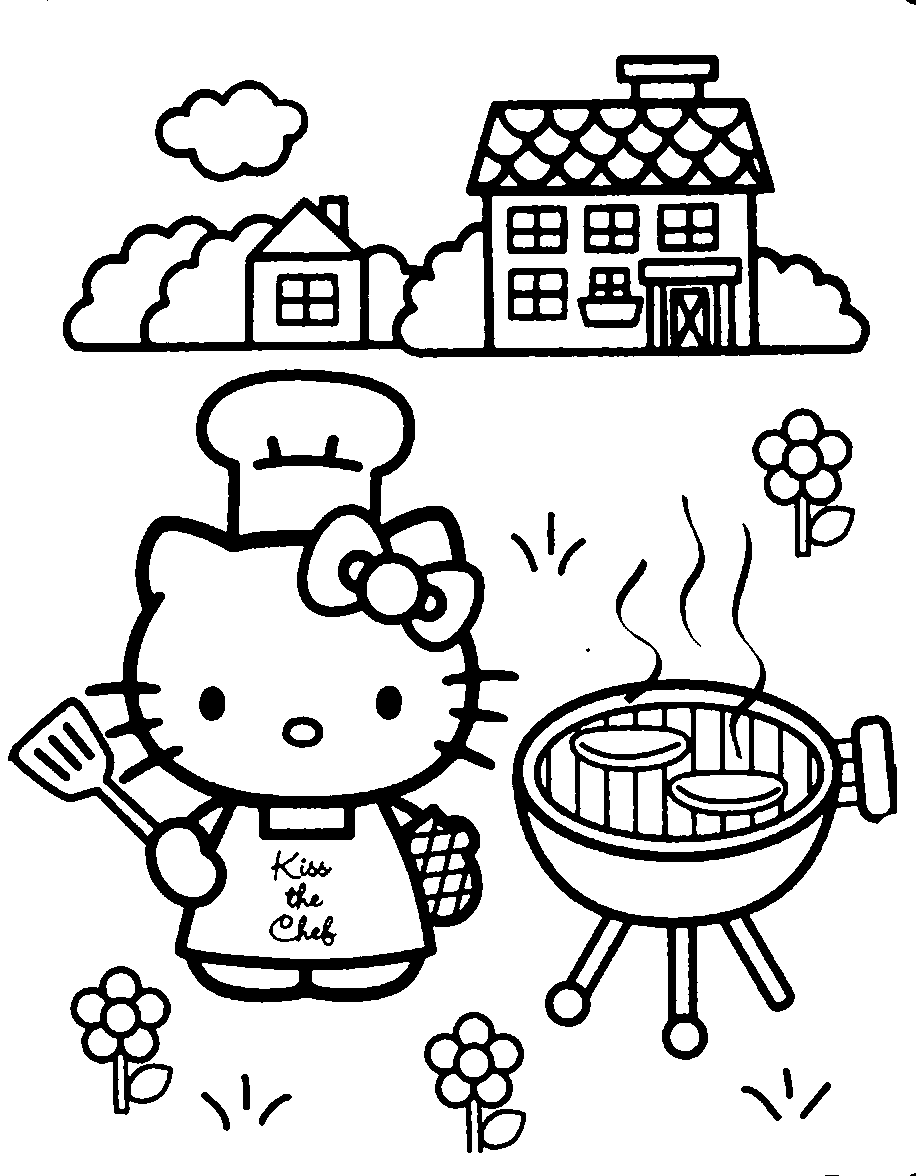 Hình hình họa giành tô màu sắc Hello Kitty nấu bếp cho tới nhỏ bé đẹp mắt nhất