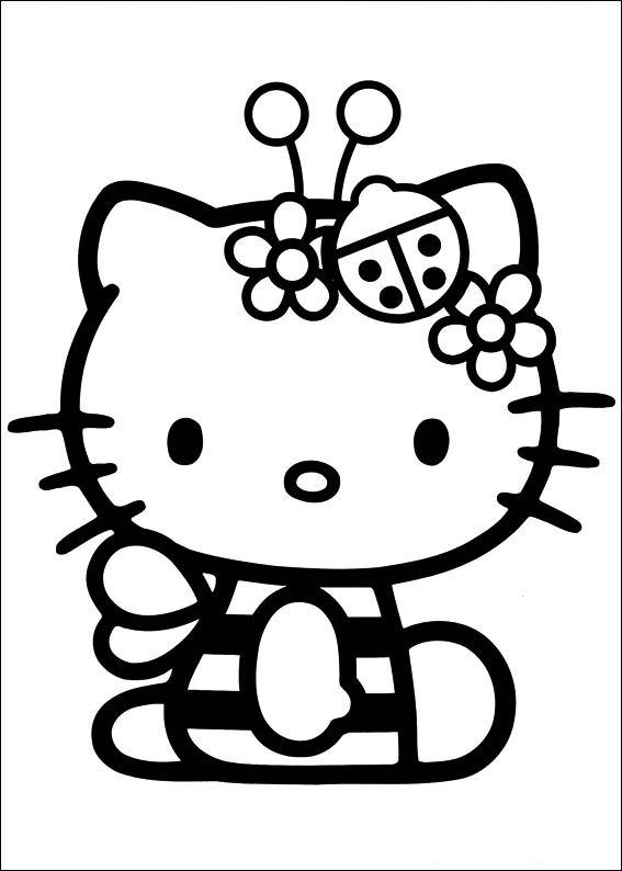 Mẫu tranh tô màu hình mèo Hello Kitty đẹp cho bé