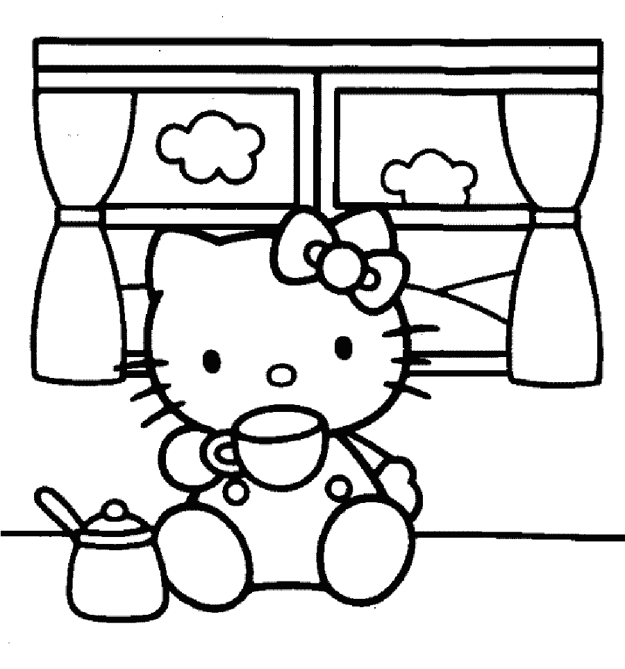 Những mẫu tranh tô màu mèo Hello Kitty đẹp nhất cho bé