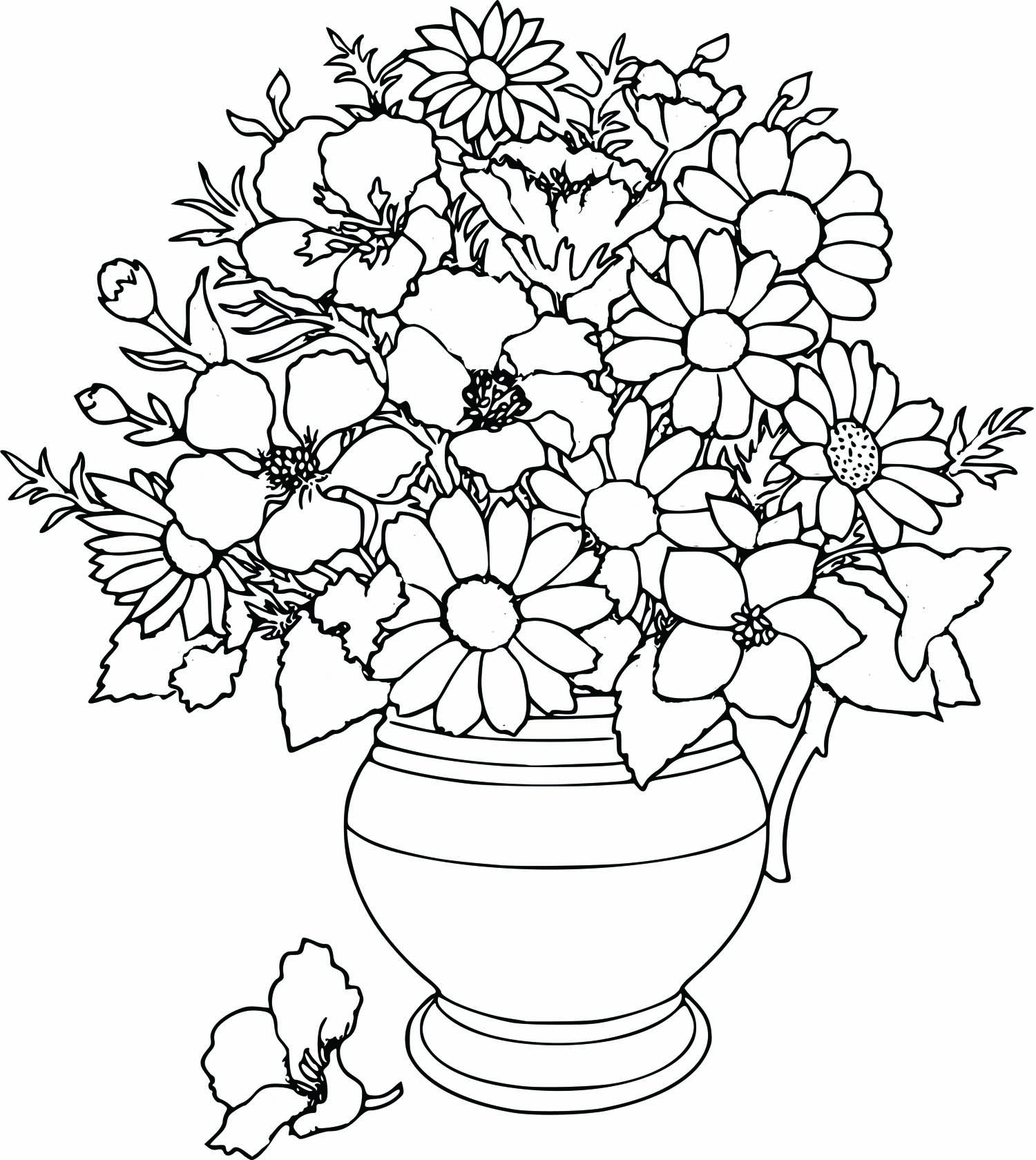 The most beautiful flower vase coloring page