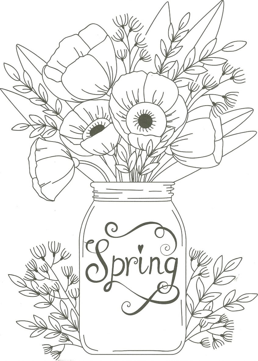 Coloring pictures of beautiful flower pots for children to practice coloring