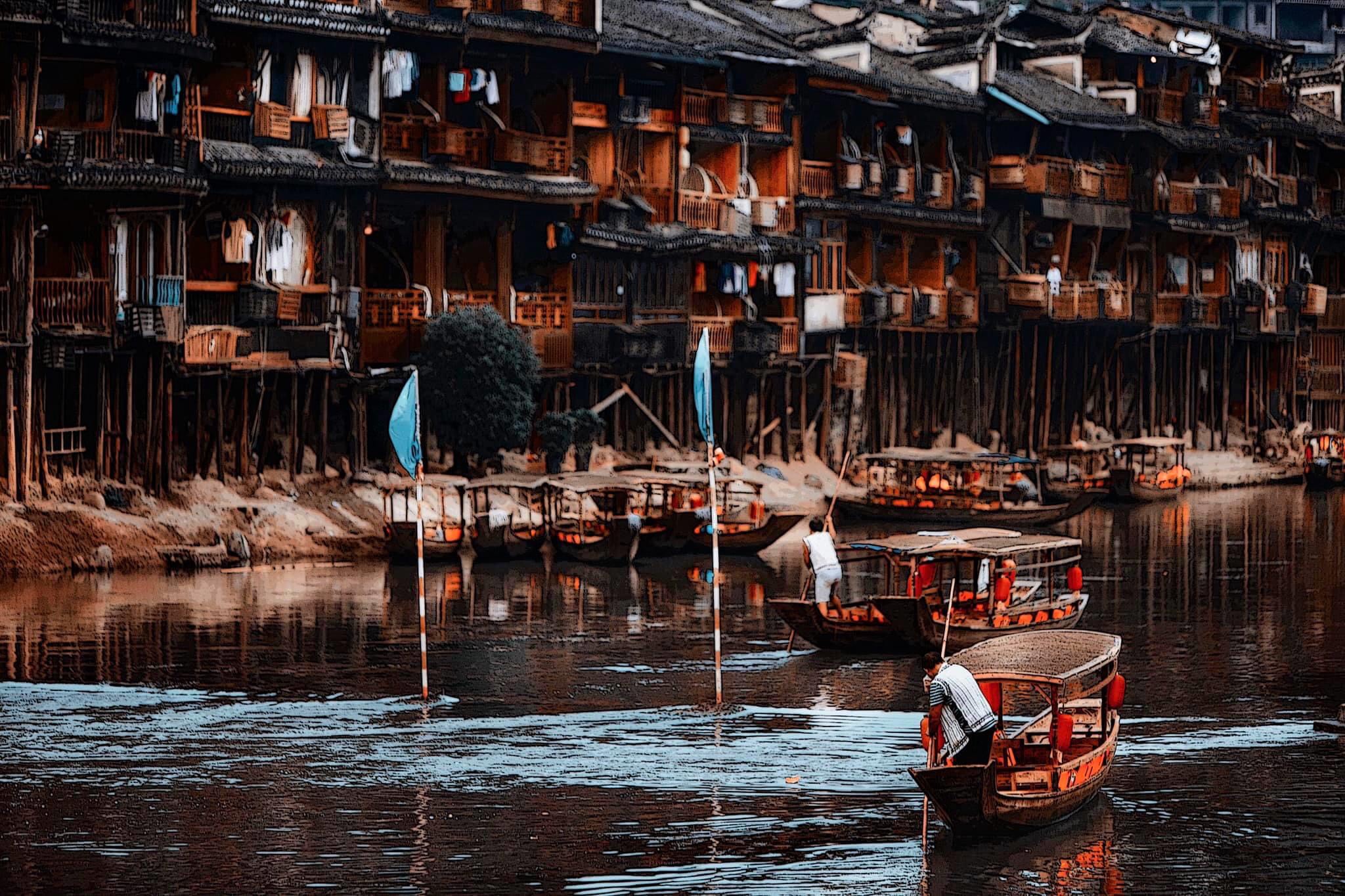 Hình ảnh trèo thuyền trên sông Đà Giang