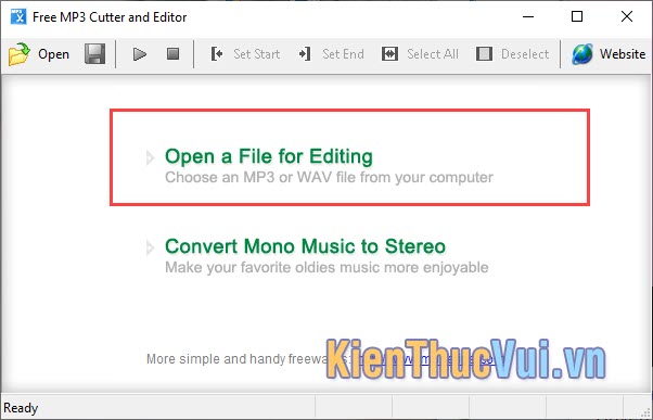 Chọn Open a File for Editing