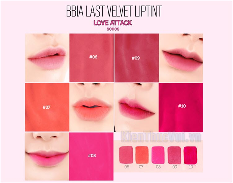 Bảng màu son Bbia Last Velvet Lip Tint Version 2