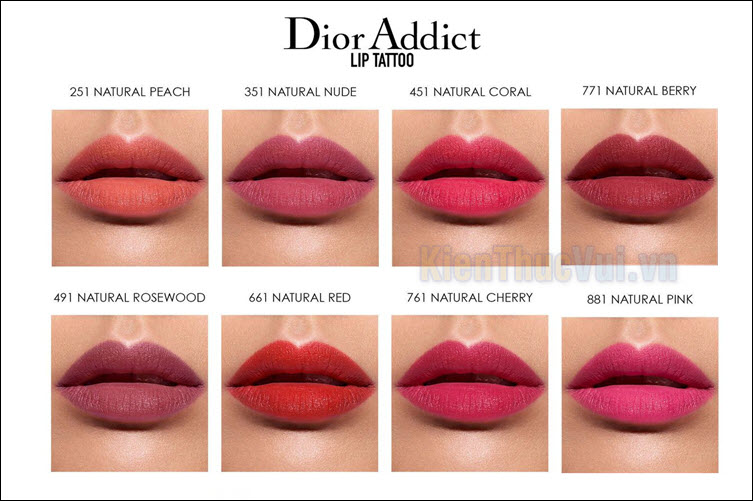 Bảng màu son Dior Addict Lip Tattoo