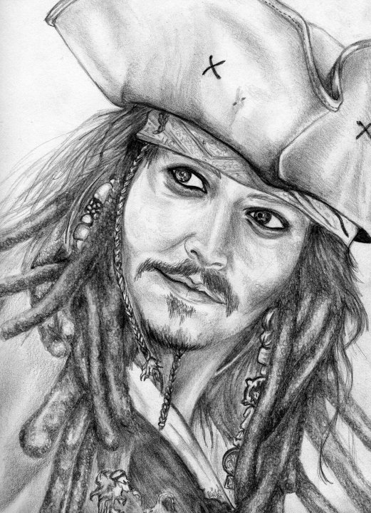 Ảnh vẽ cướp biển Jack Sparrow bằng chì