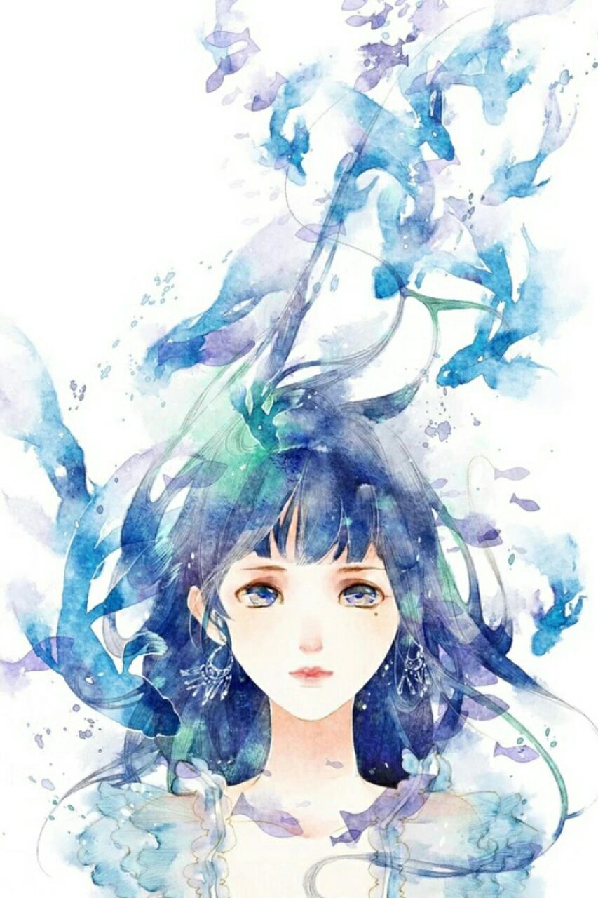 Painting Watercolor anime girl
