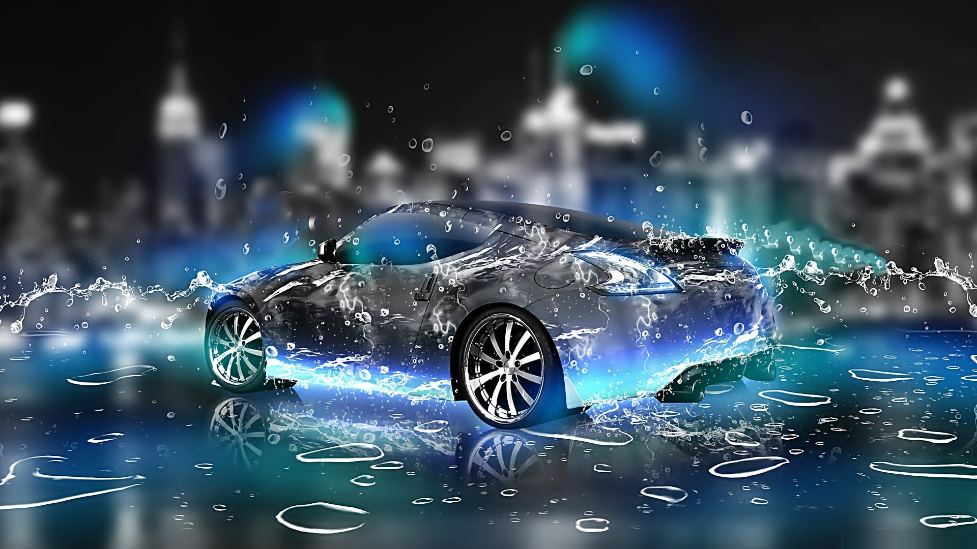 Ảnh nền ô tô 3D trong mưa đẹp