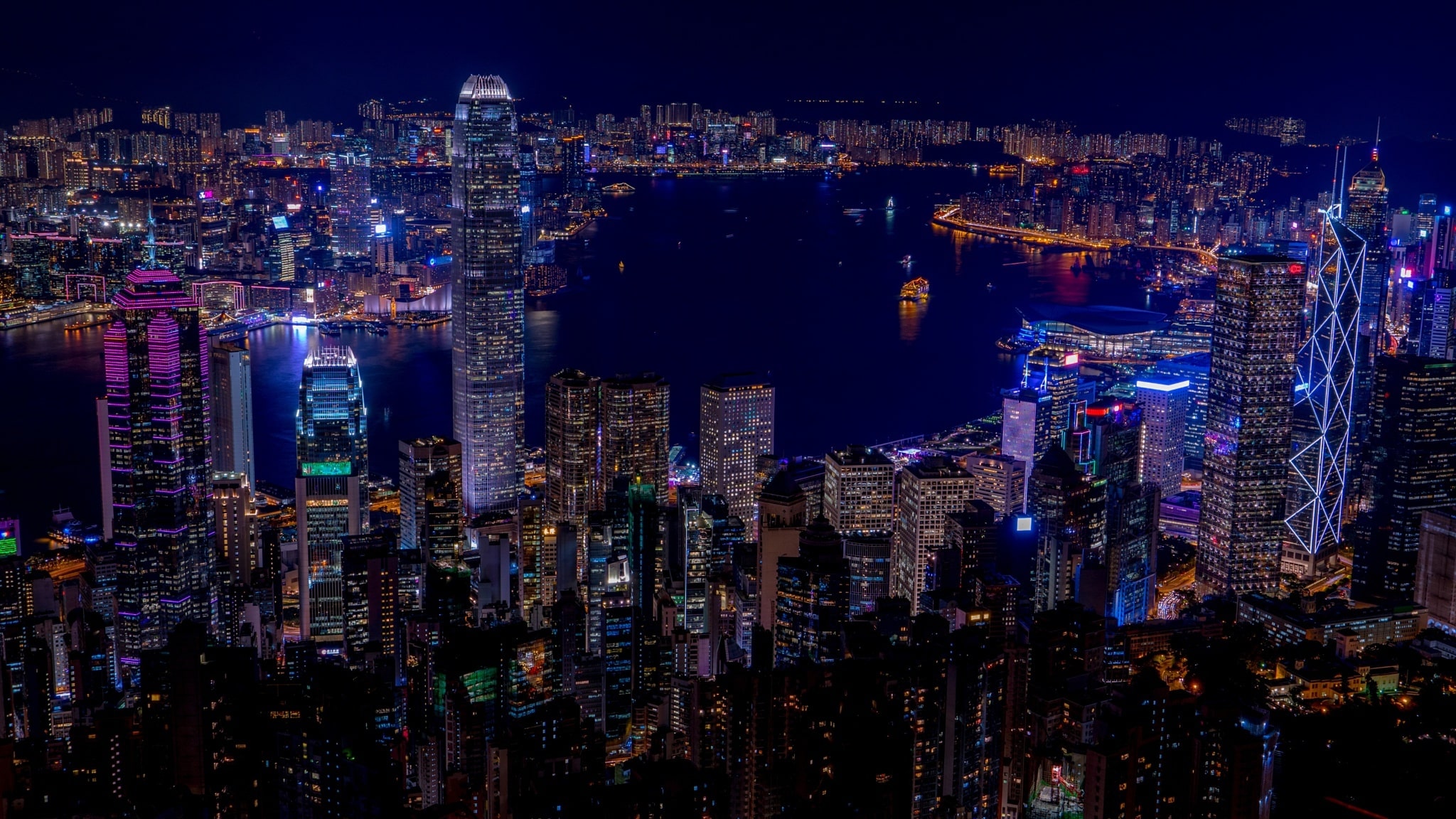 Ảnh các tòa nhà ở Hồng Kông về đêm