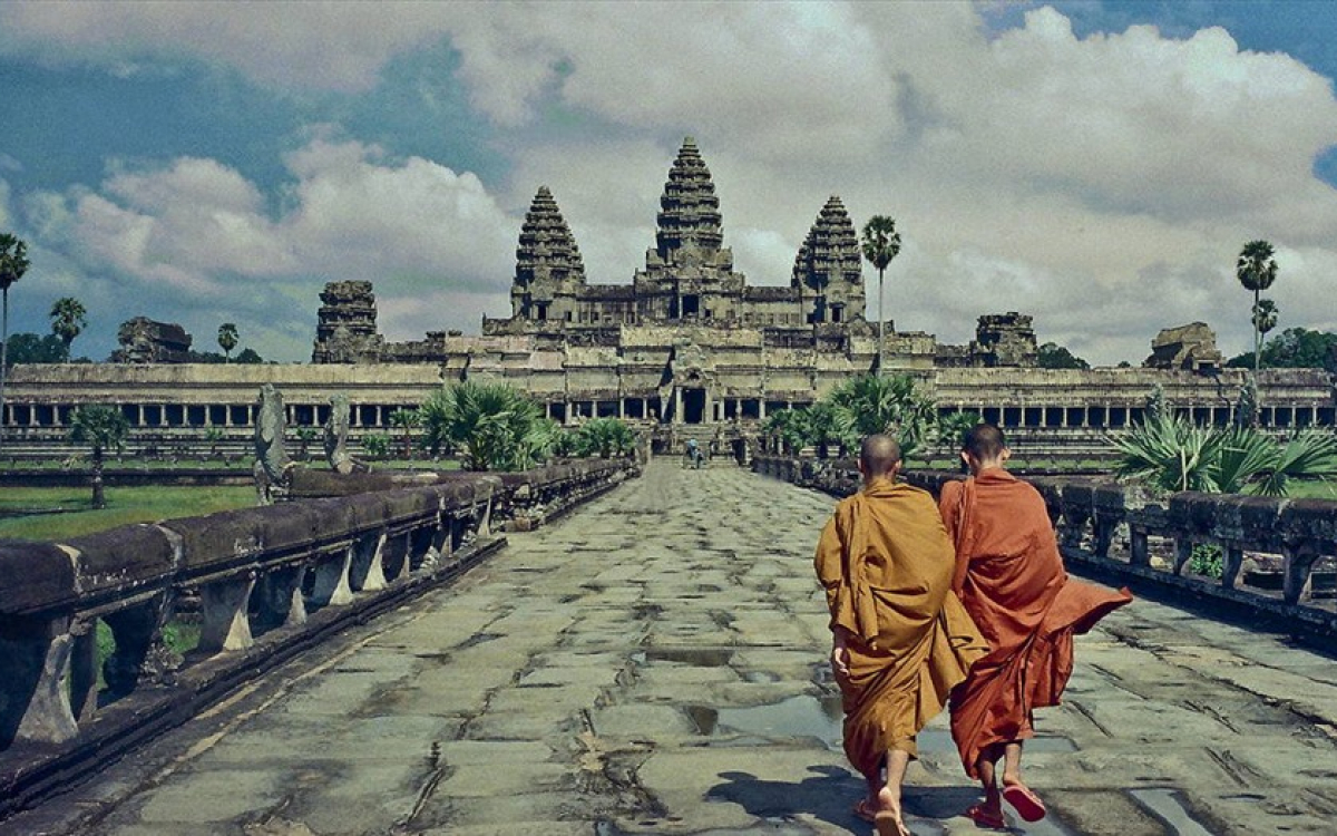 Hình ảnh ngôi đền Angkor Wat - một trong bảy kỳ quan thế giới
