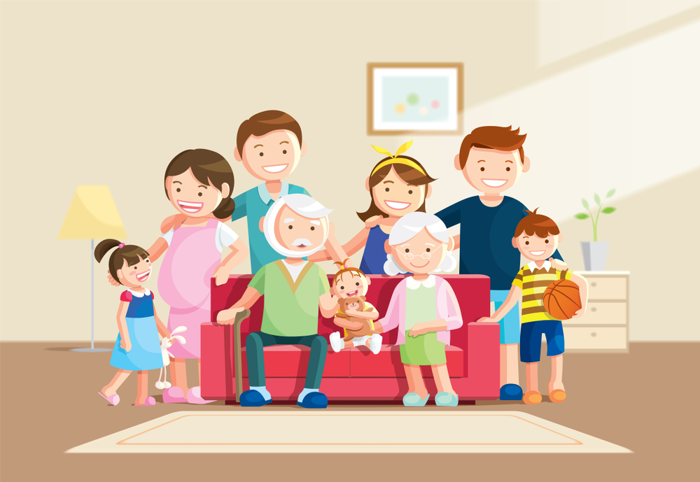 Hình ảnh gia đình hoạt hình 2D cực đẹp