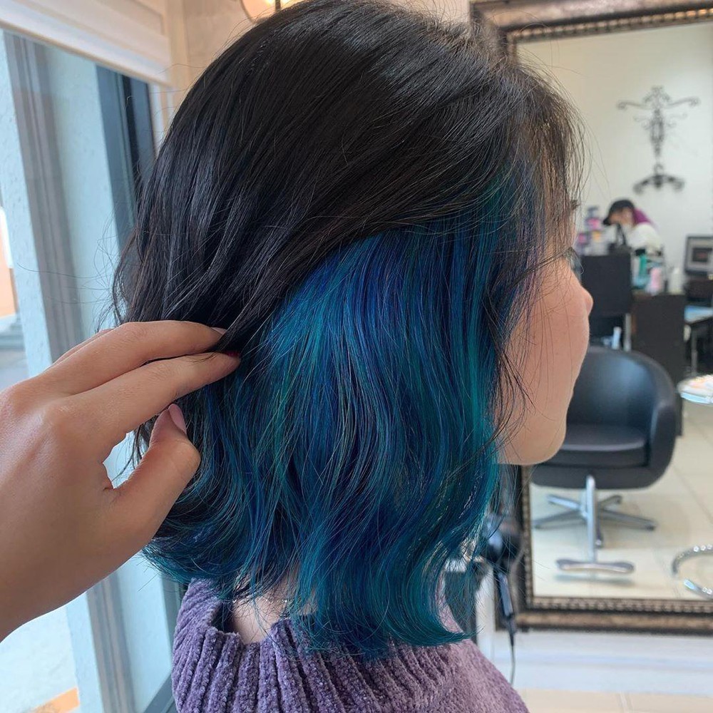 Kiểu tóc móc lai màu xanh dương đẹp nhất