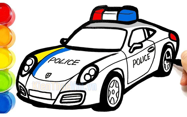 Tranh tô màu xe cảnh sát đẹp dành cho các bé
