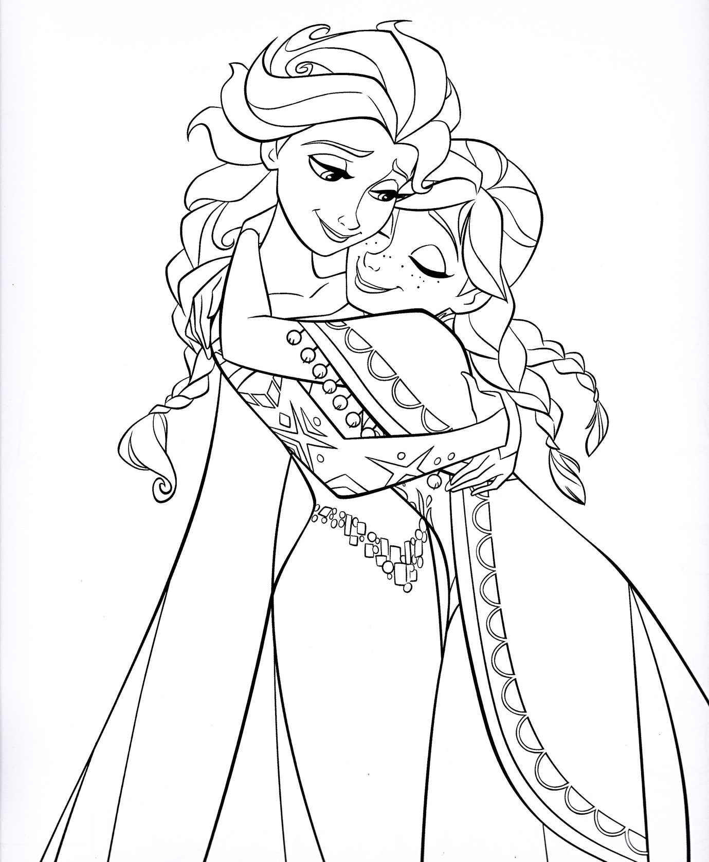 Mẫu tranh tô màu công chúa Elsa và Anna đẹp nhất