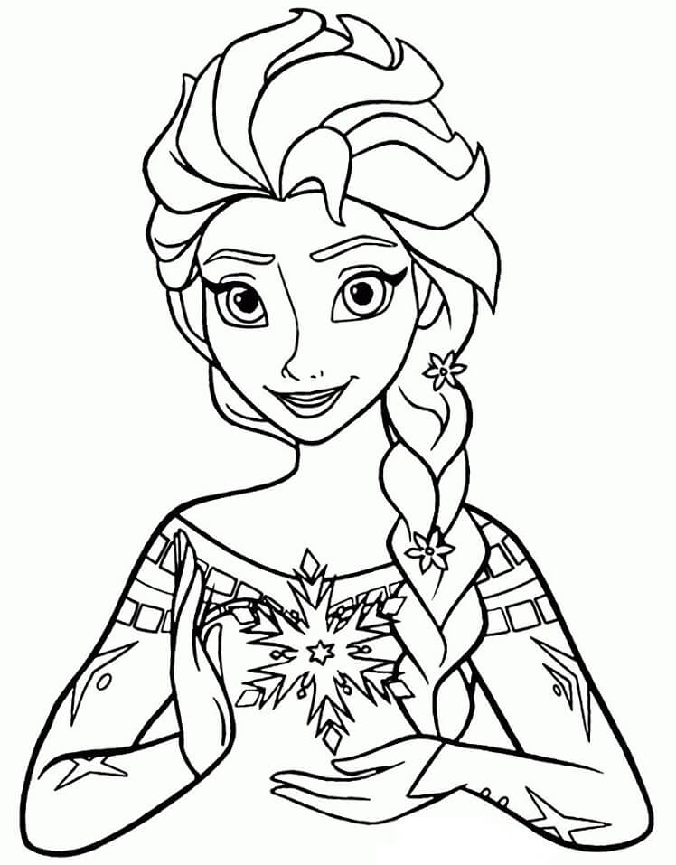 Tranh tô màu chân dung công chúa Elsa dễ thương