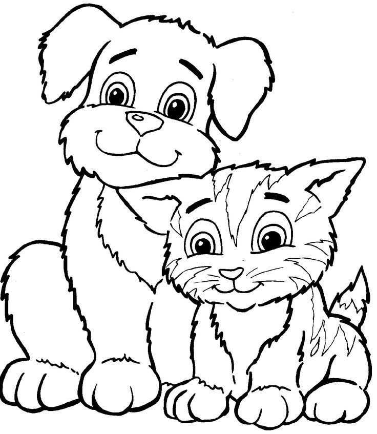 Tranh tô màu con chó và con mèo