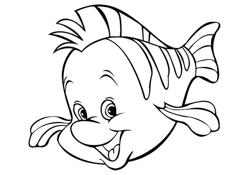 Tranh tô màu chú cá Flounder trong phim hoạt hình Nàng tiên cá
