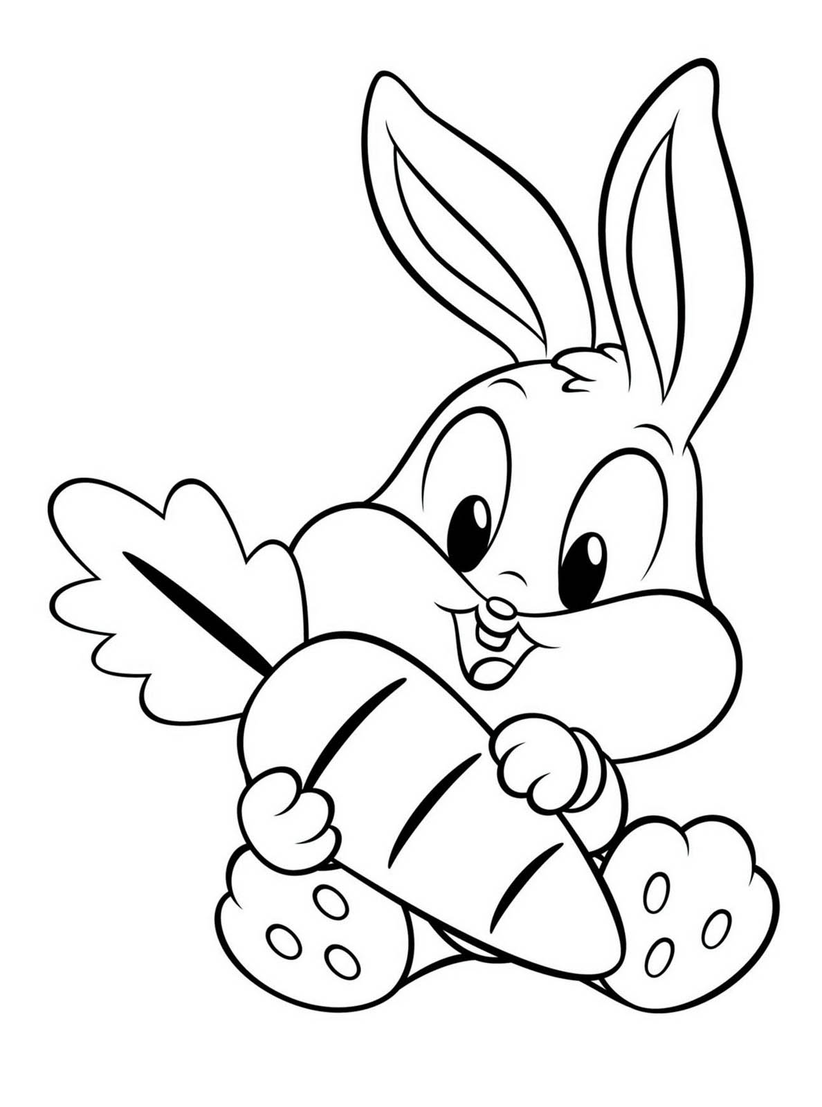 Tranh tô màu con thỏ hoạt hình