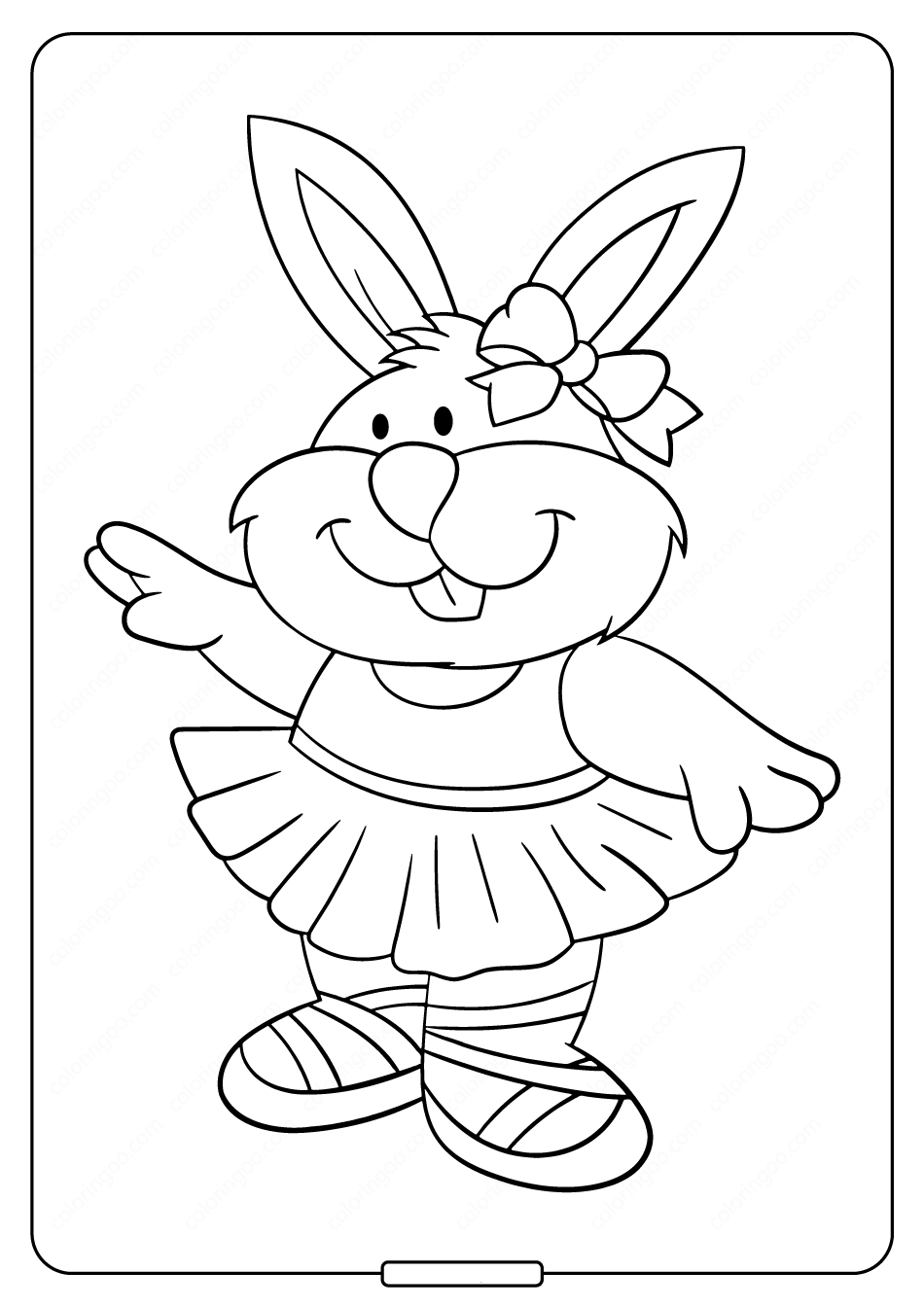 Tranh tô màu con thỏ mặc váy
