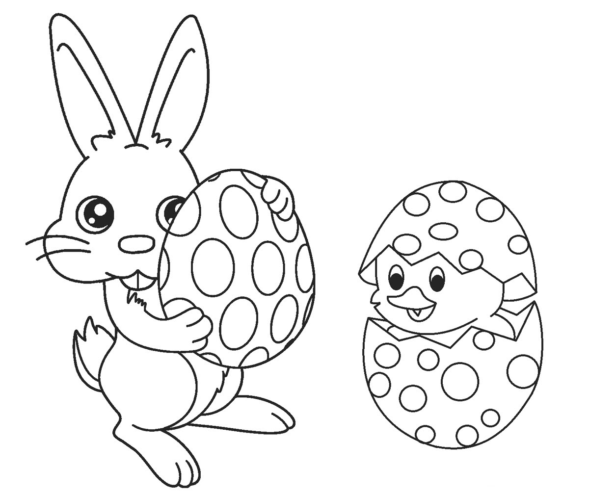 Tranh tô màu con thỏ và quả trứng