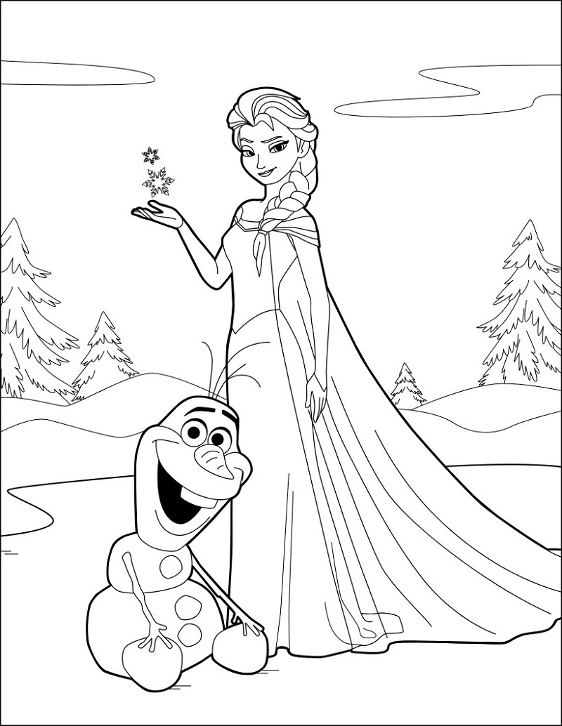 Tranh tô màu công chúa Elsa dễ thương và lạnh lùng
