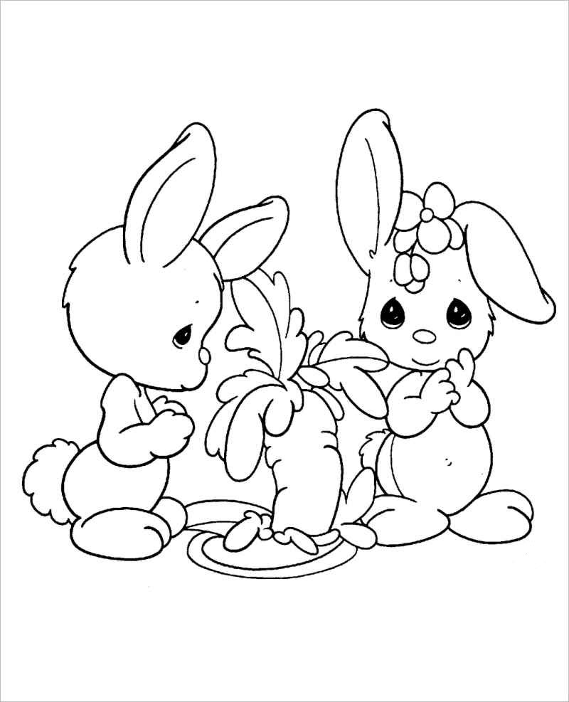 Tranh tô màu con thỏ và củ cà rốt