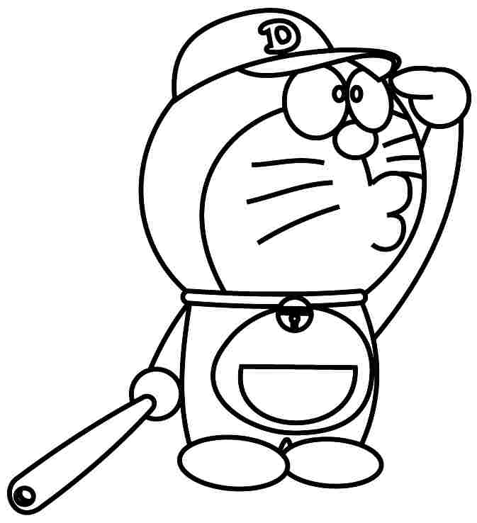 Tranh tô màu bóng chày Doraemon