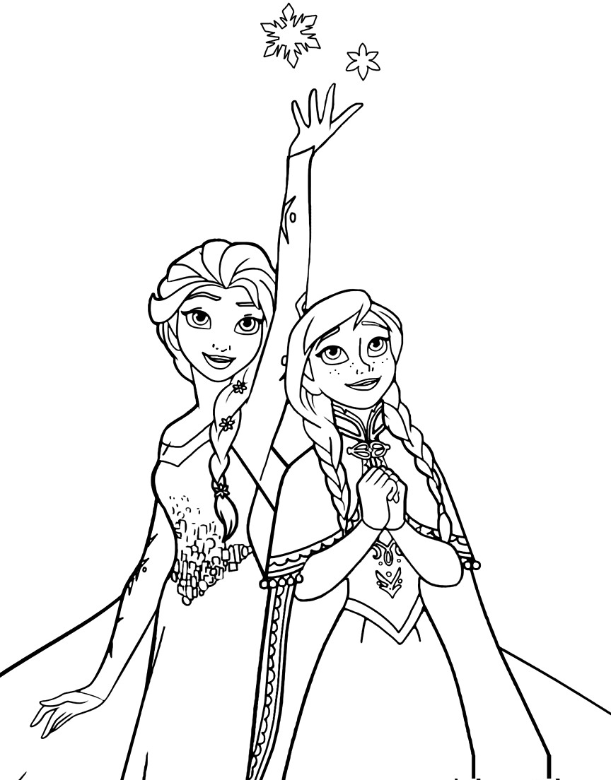 Tranh tô màu Elsa và Anna cực đẹp