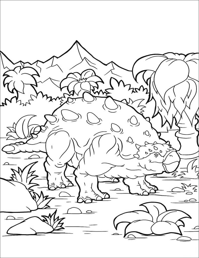 Tranh tô màu khủng long Ankylosaurus