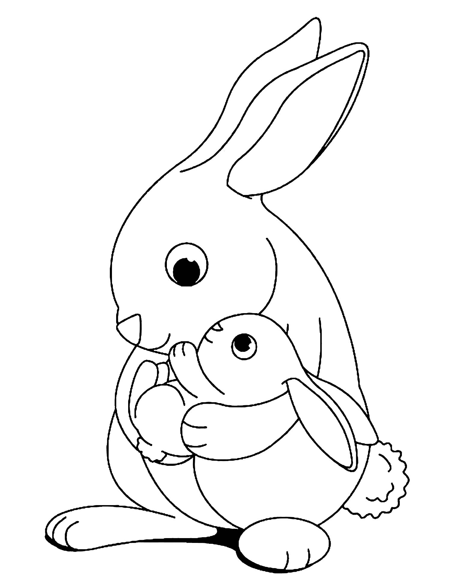 Tranh tô màu thỏ mẹ và thỏ con