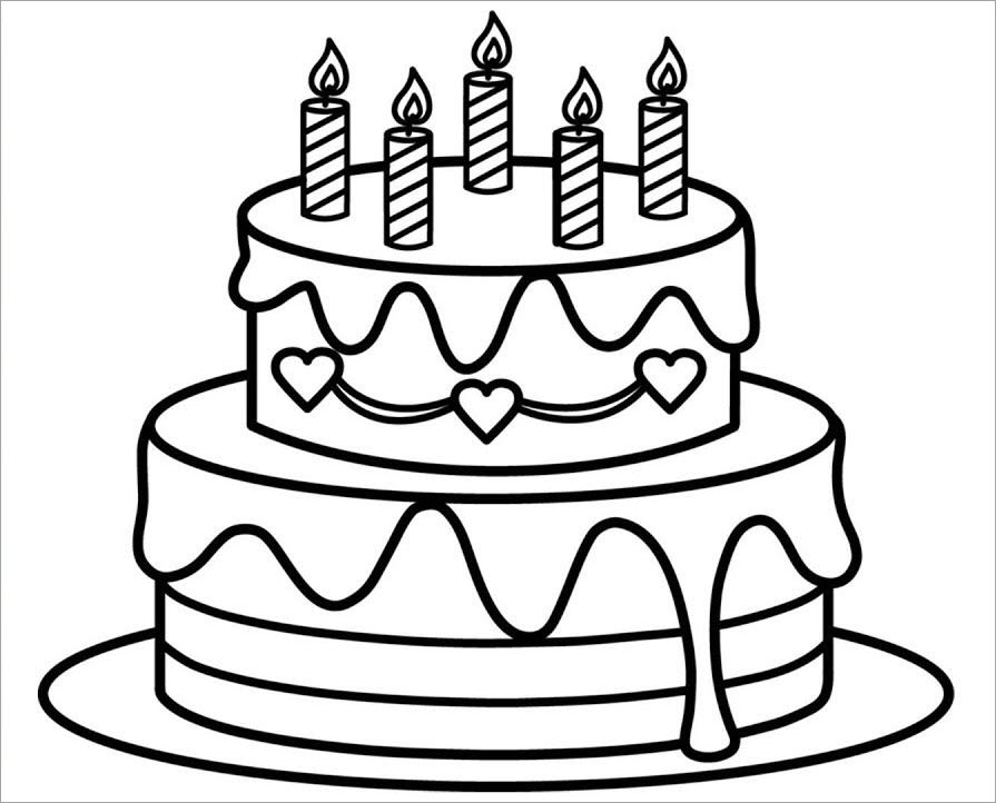Tranh tô màu bánh sinh nhật đơn giản, sắc nét