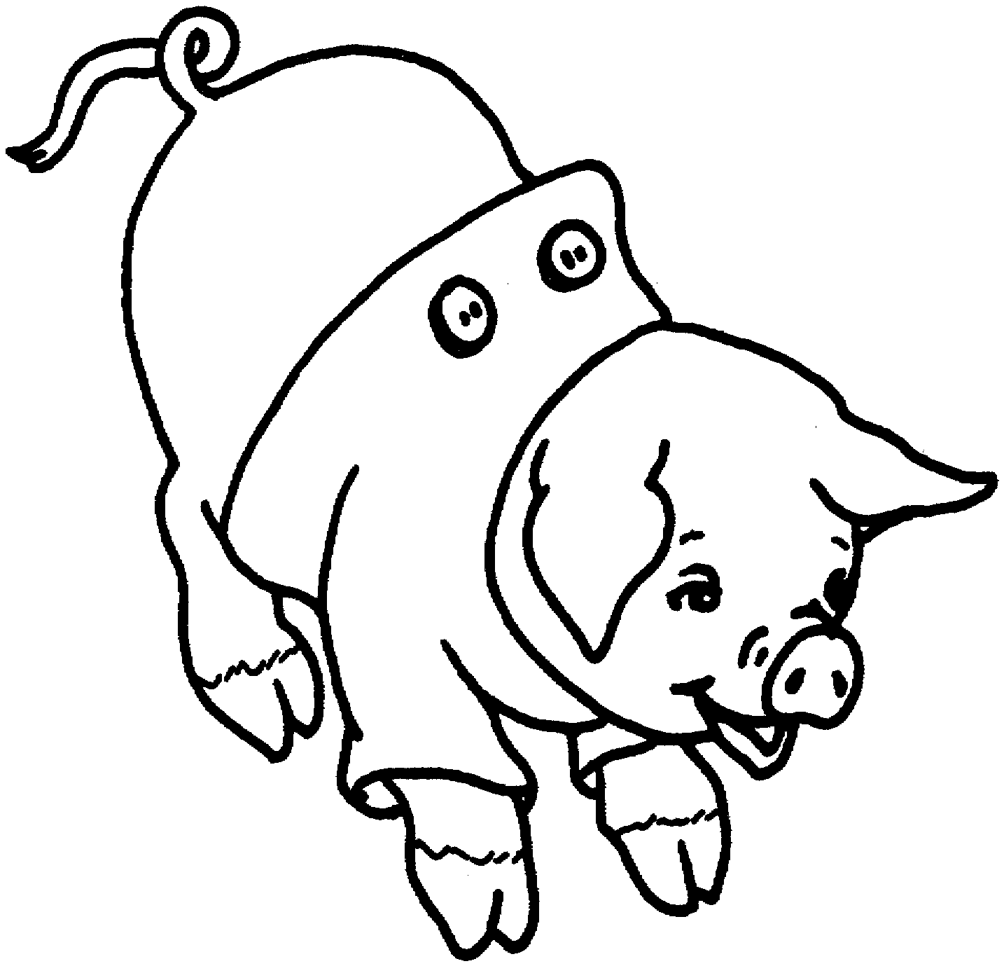 Tranh tô màu con lợn mặc quần áo