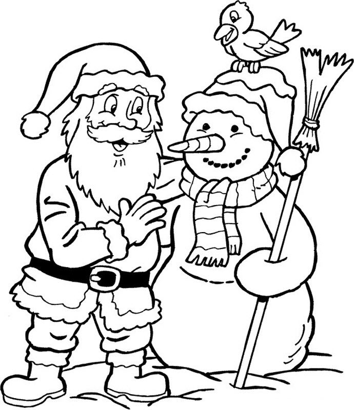 Tranh tô màu ông già Noel và người tuyết