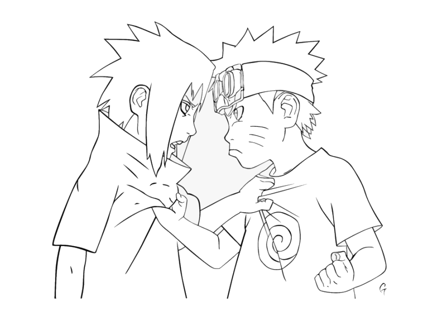 Tranh tô màu Sasuke và Naruto