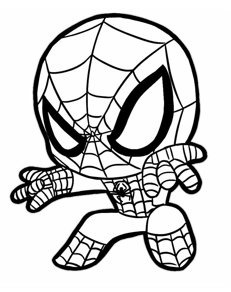 Tranh tô màu Spiderman chibi cartoon
