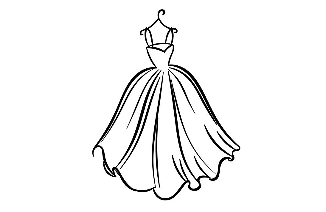 Tranh tô màu sắc váy cưới giản dị và đơn giản sắc nét