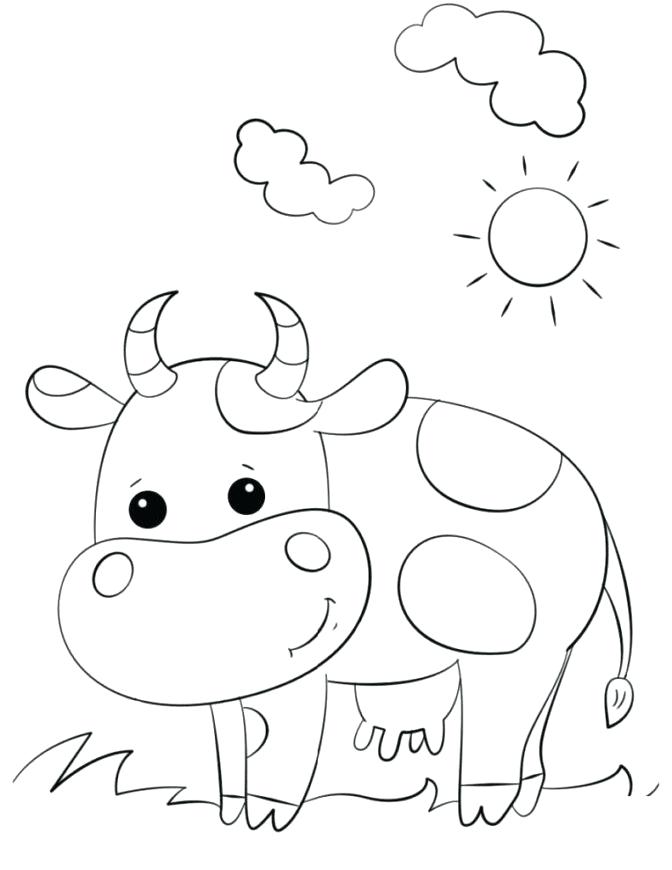 Hình tô màu con bò dưới nắng mặt trời