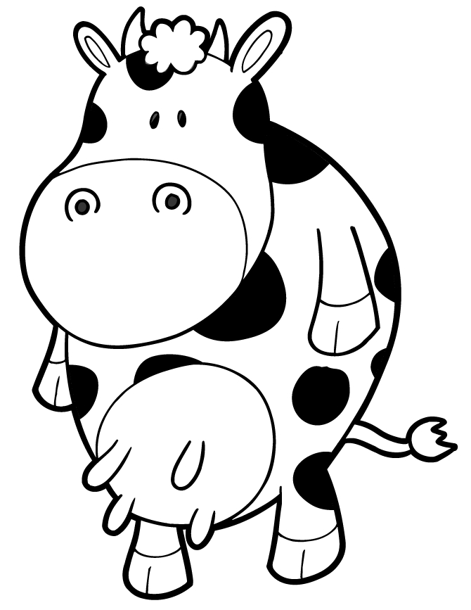 Hình tô màu con bò hoạt hình