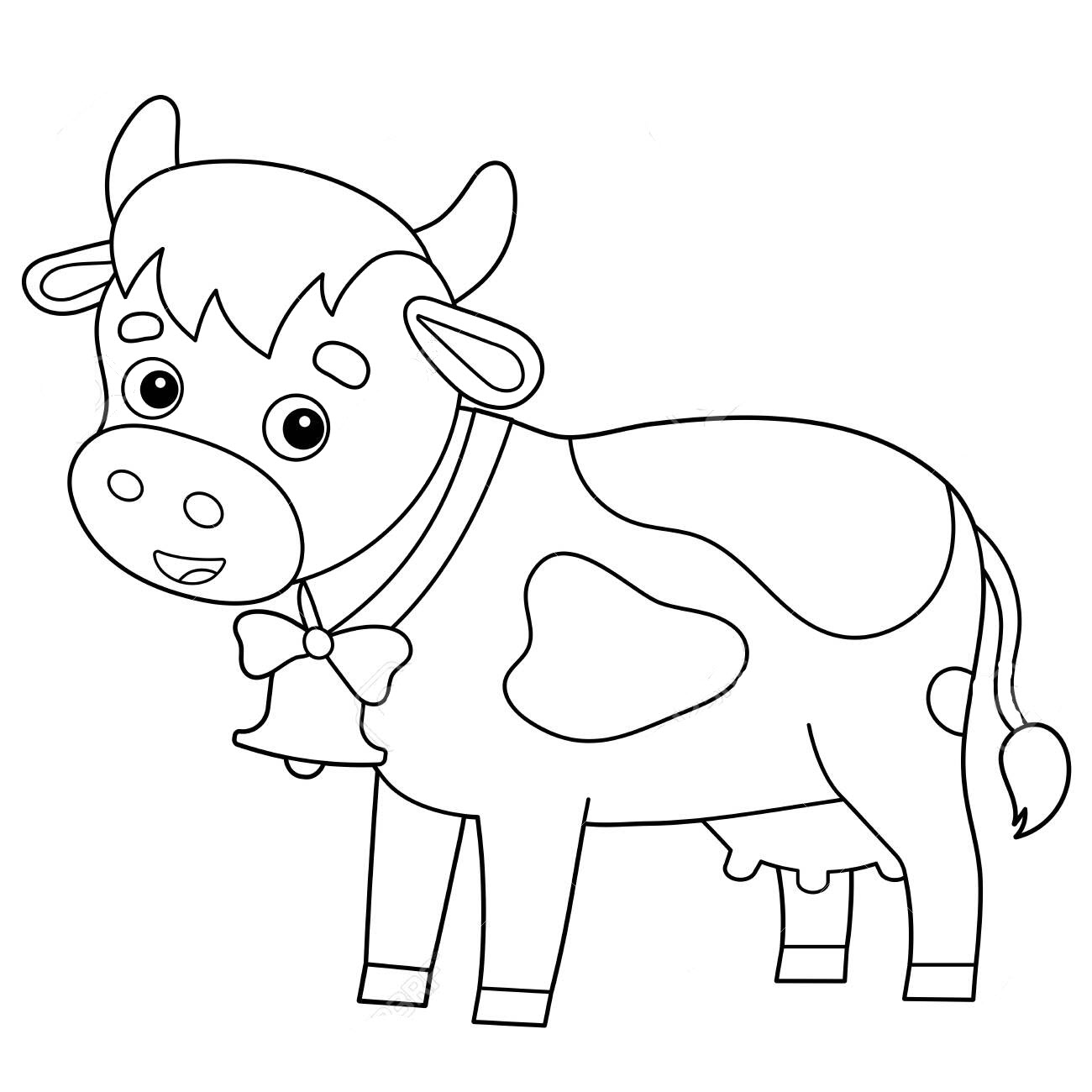 Tranh tô màu con bò hoạt hình