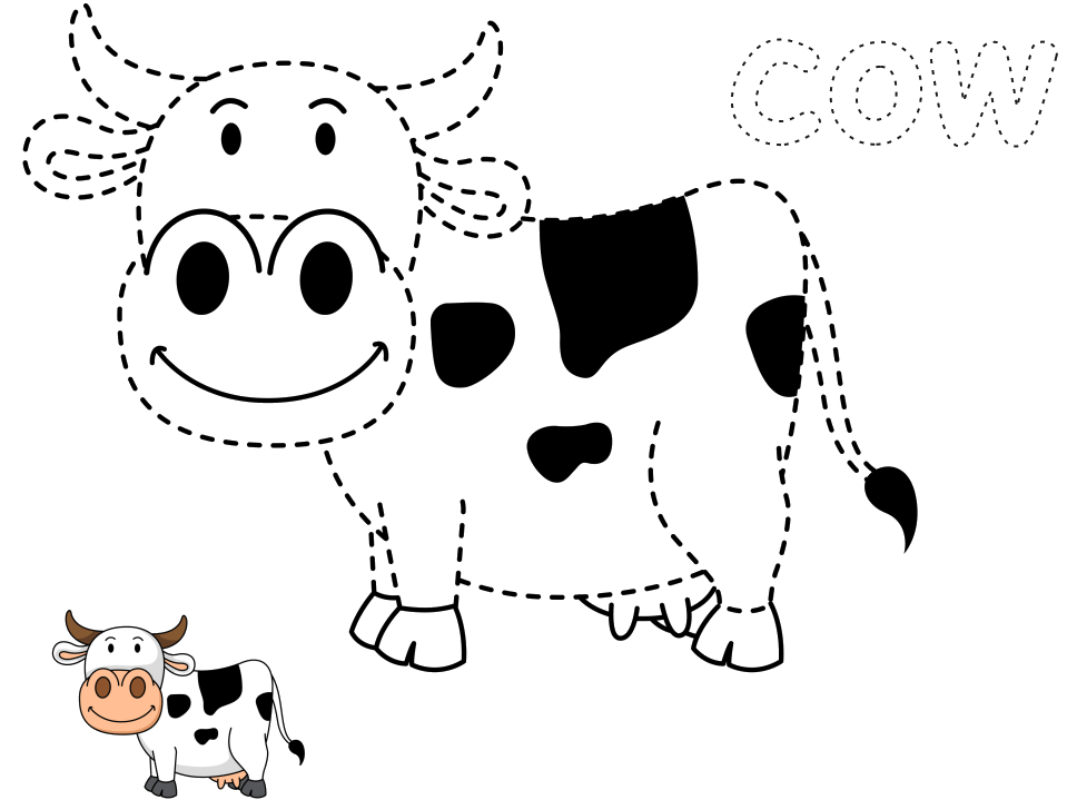 Cách vẽ tô màu tranh hình con bò sữa cute dễ thương đơn giản
