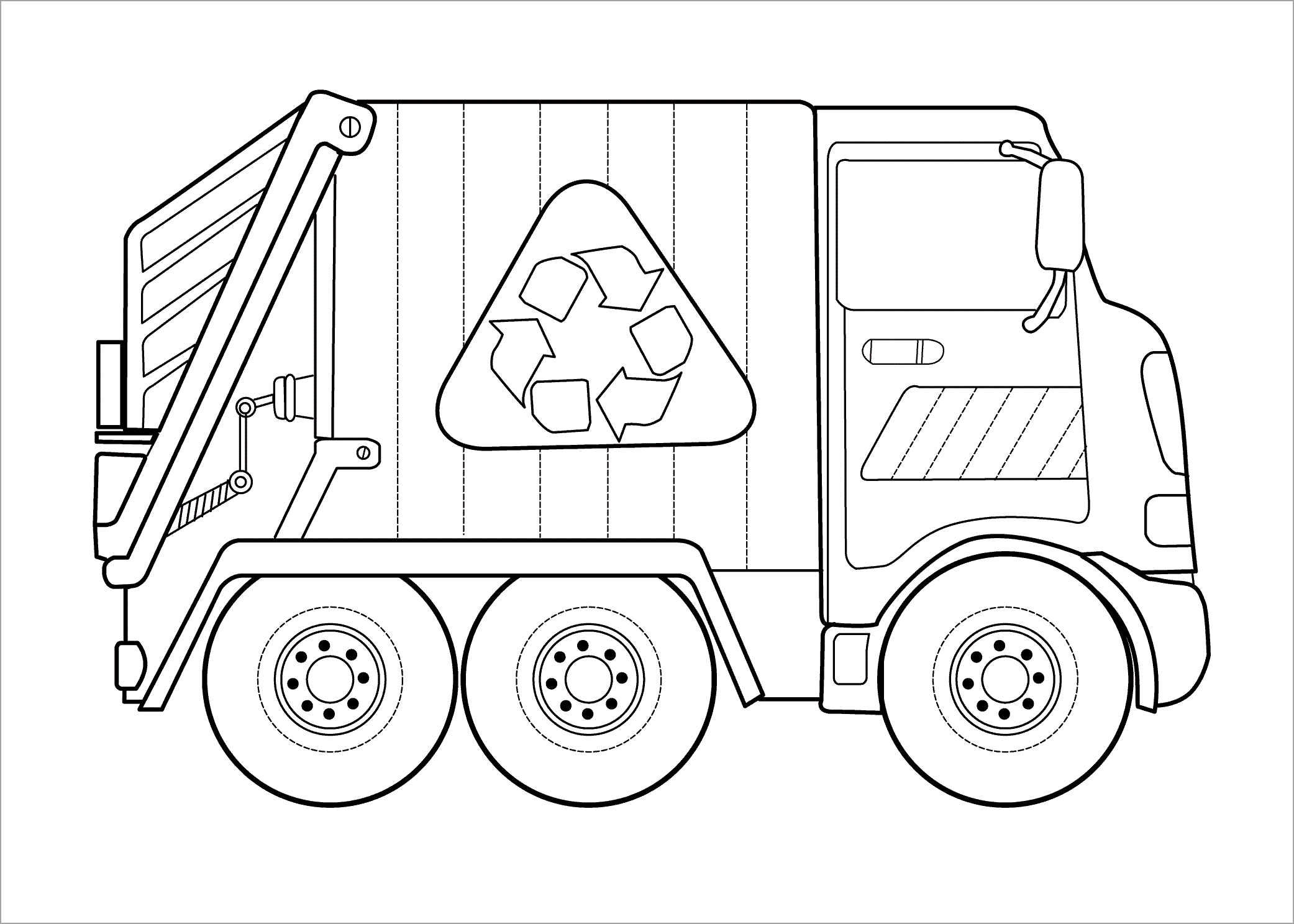 Tranh tô màu xe tải thu gom rác