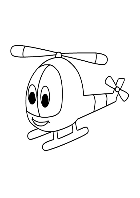 Hình tô màu máy bay trực thăng cute