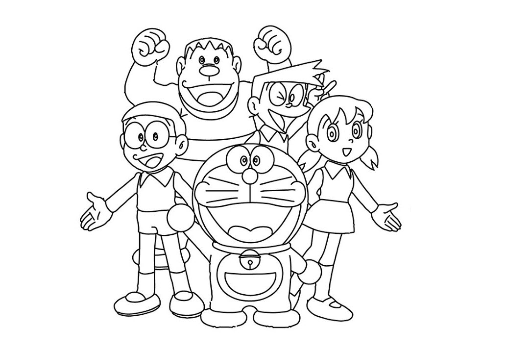Tranh tô màu Nobita và những người bạn thân