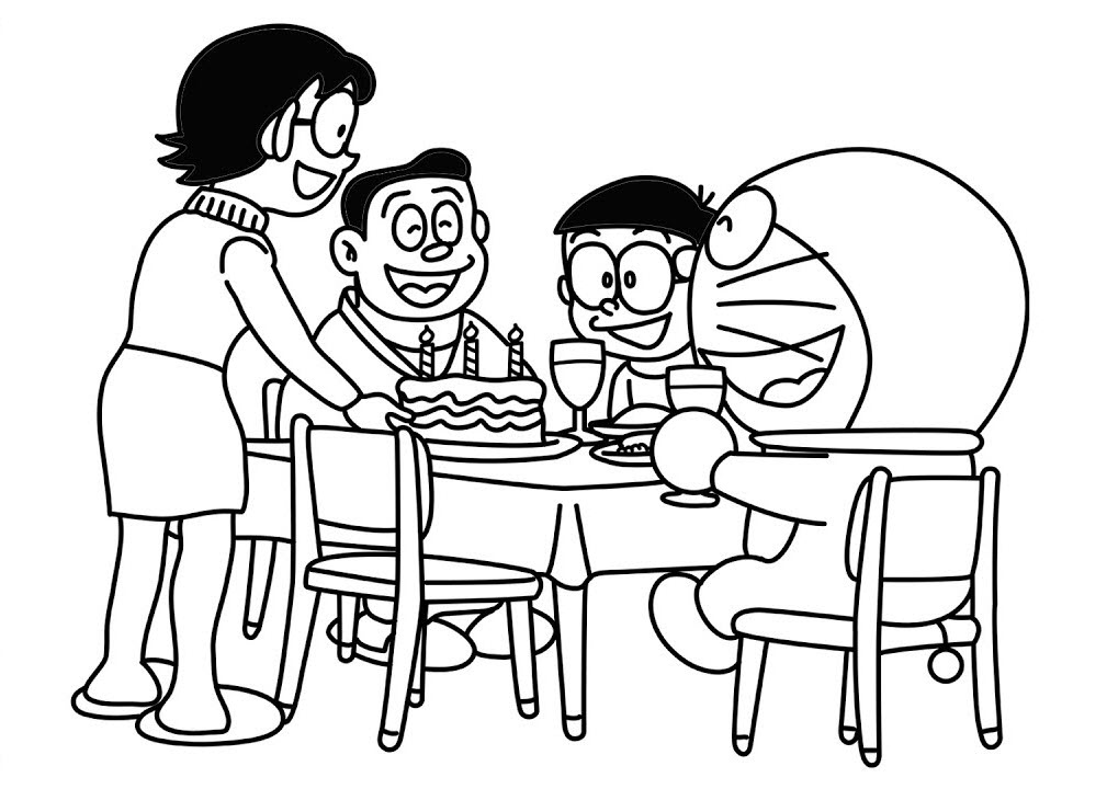 Tranh tô màu gia đình Nobita