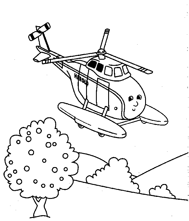 Tranh tô màu máy bay trực thăng bay trên bầu trời