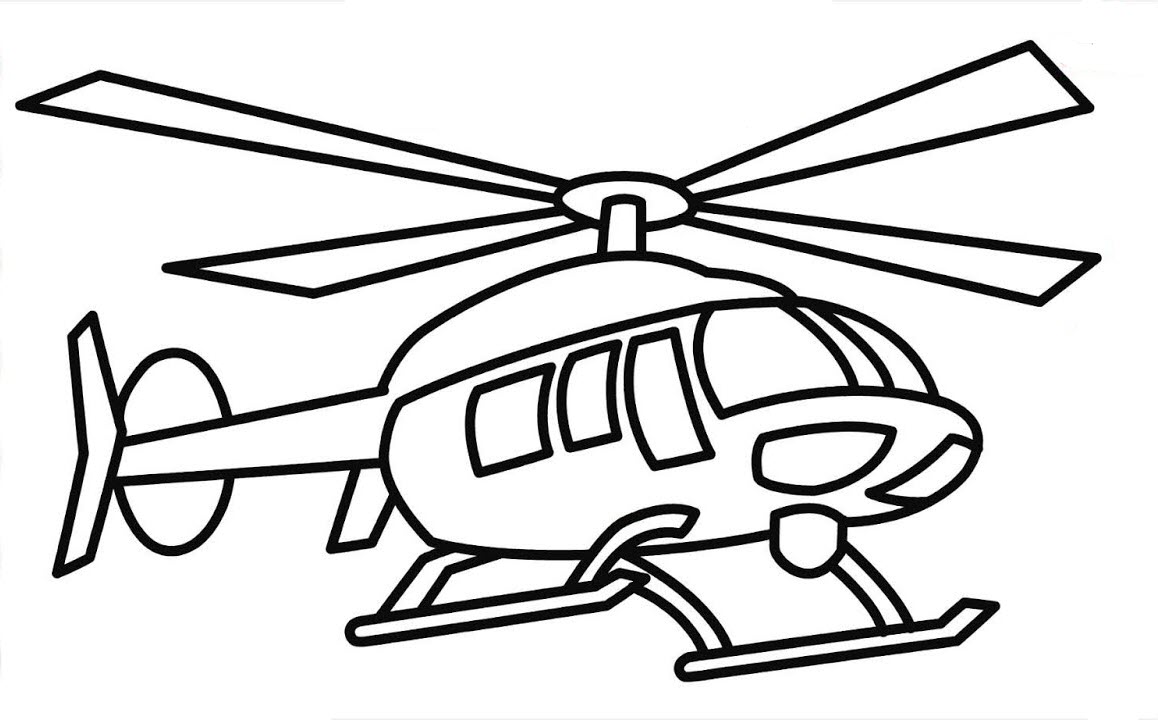 Tranh tô màu máy bay trực thăng cho bé